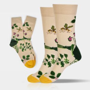 Bee Frog Leaves Pattern Men Women Unisex Cotton Crew Socks